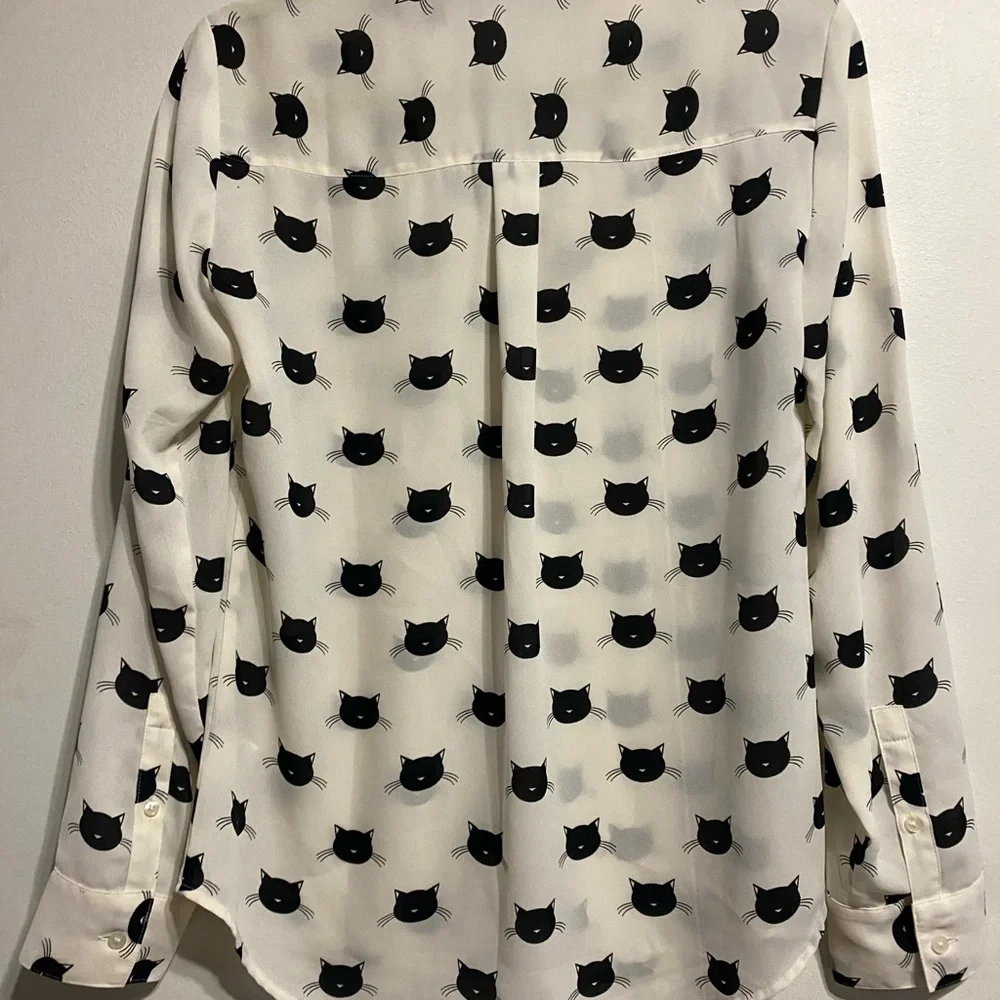 Black and White Cat Patterned Shirt